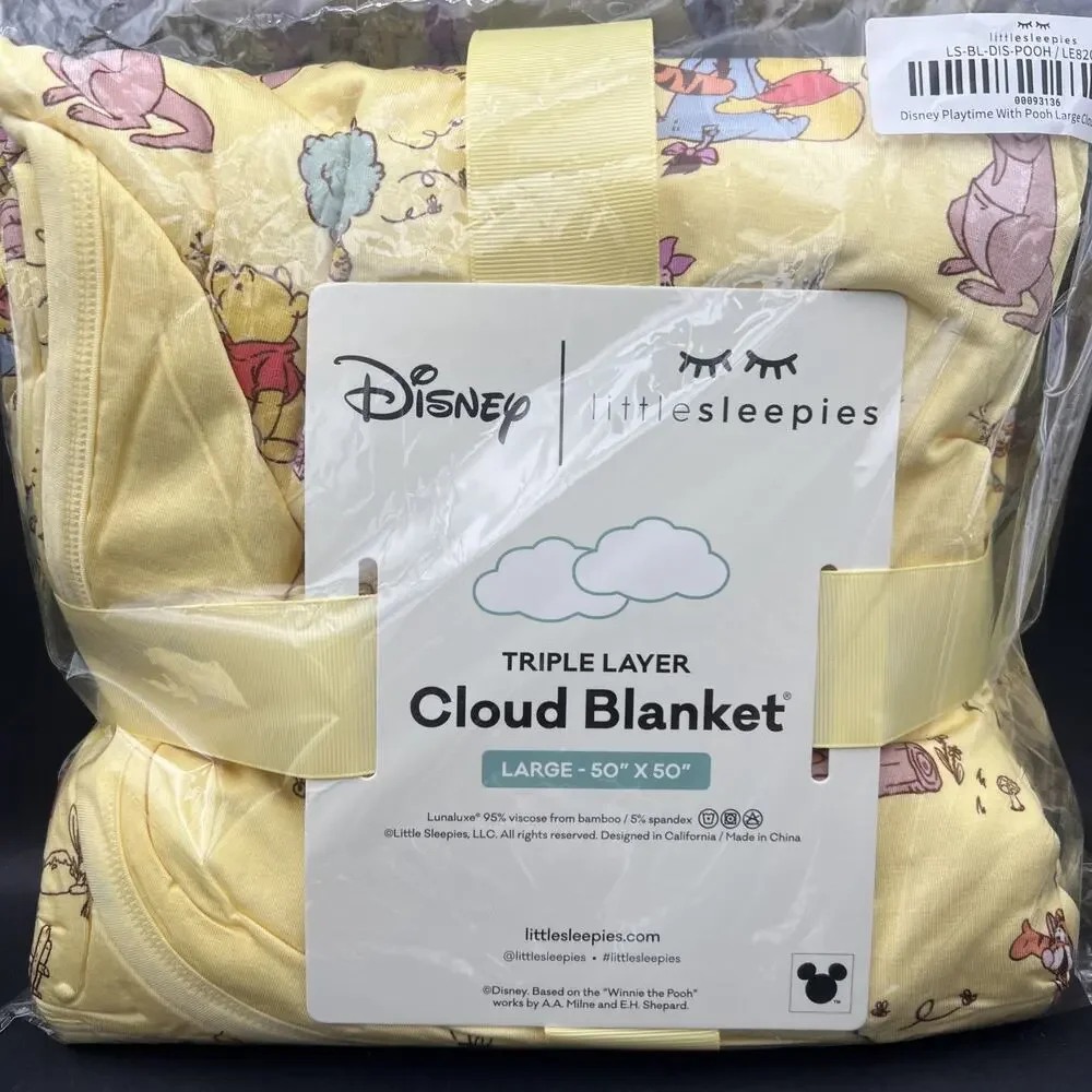 Little Sleepies Disney Winnie the Pooh Tigger Piglet Yellow Large Cloud Blanket